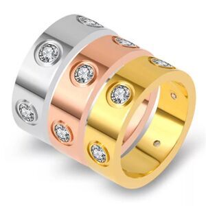 💎198💎 SILVER LOVE RING WITH 6 BEAUTIFUL DIAMONDS
